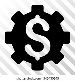 Black Development Cost interface toolbar pictogram. Vector pictograph style is a flat symbol on diagonal hatch transparent background.