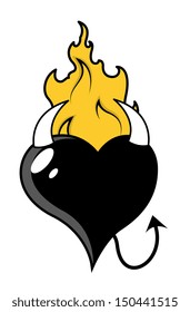 Black Devil Heart - Vector Illustration