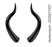 Black devil horns feature a smooth and graceful curve, ideal for enhancing costumes, artistic expressions, or theatrical designs in various creative settings.