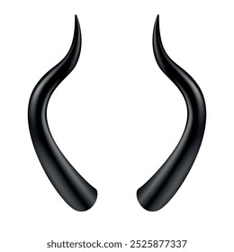 Black devil horns feature a smooth and graceful curve, ideal for enhancing costumes, artistic expressions, or theatrical designs in various creative settings.