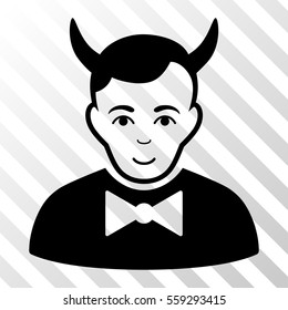 Black Devil toolbar pictogram. Vector pictogram style is a flat symbol on diagonally hatched transparent background.