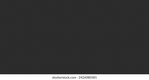 Ilustración de vector de patrón de textura sin fisuras de fibra de carbono diagonal negra. Tejido textil, ajuste del coche o tela macro sin fisuras kevlar entrecruzar fondo de textura.