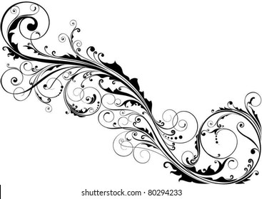 Black diagonal floral design