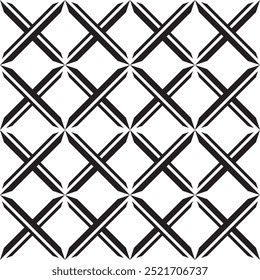 Black diagonal lines grid mesh vector seamless pattern or background.
