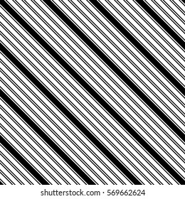 Black diagonal lines. Striped wallpaper. Seamless surface pattern design with symmetrical linear ornament. Stripes motif. Digital paper for page fills, web designing, textile print. Vector art.