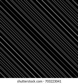 Black diagonal lines. Striped wallpaper. Seamless surface pattern design with symmetrical linear ornament. Stripes motif. Digital paper for page fills, web designing, textile print. Vector art.