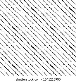 Black diagonal lines vector seamless pattern. Monocolor charcoal pencil drawing texture. Dirty brush strokes with dry paint effect decorative backdrop. Grungy textile, wallpaper design