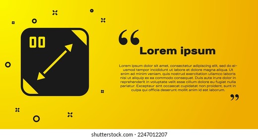 Black Diagonal measuring icon isolated on yellow background.  Vector