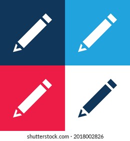 Black Diagonal Pencil blue and red four color minimal icon set