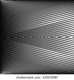 Black diagonal sharp lines abstract background. Surface pattern design with linear ornament. Stripes motif. Image with slanted rays. Digital paper, web design, textile print. Vector optical art image.