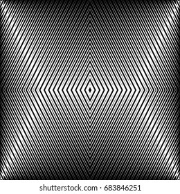 Black diagonal sharp lines abstract background. Surface pattern design with linear ornament. Stripes motif. Image with slanted rays. Digital paper with diamonds. Rhombuses image. Vector optical art.