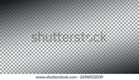 Black diagonal vignette overlay on transparent background. Vector semi transparent gradient with fade effect