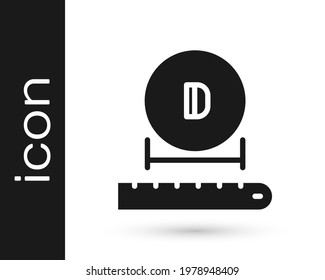 Black Diameter icon isolated on white background.  Vector