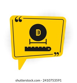 Black Diameter icon isolated on white background. Yellow speech bubble symbol. Vector