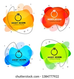 Black Diamond engagement ring icon isolated. Set of liquid color abstract geometric shapes. Vector Illustration