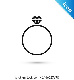 Black Diamond engagement ring icon isolated on white background.  Vector Illustration