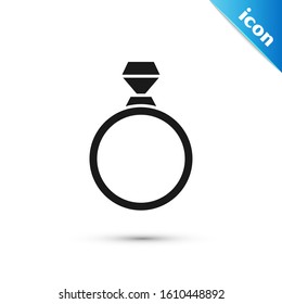 Black Diamond engagement ring icon isolated on white background.  Vector Illustration