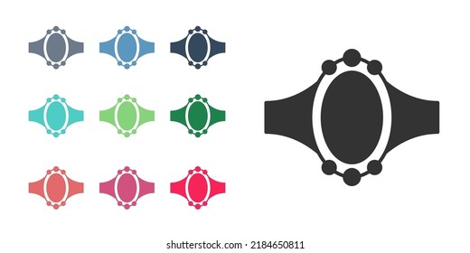 Black Diamond Verlobungsring Symbol einzeln auf weißem Hintergrund. Stellen Sie die Symbole bunt ein. Vektorgrafik