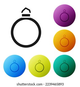Black Diamond engagement ring icon isolated on white background. Set icons in color circle buttons. Vector
