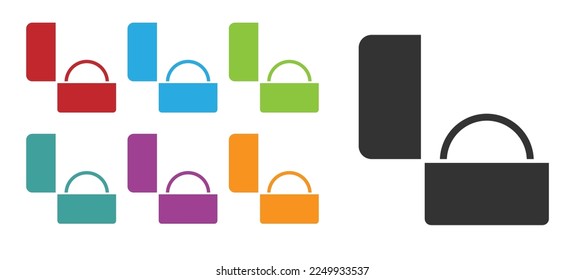 Icono del anillo de compromiso del diamante negro aislado en fondo blanco. Indique los iconos en colores. Vector