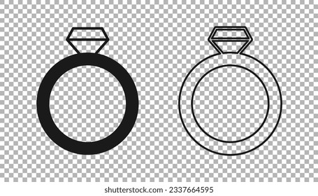 Black Diamond Verlobungsring Symbol einzeln auf transparentem Hintergrund.  Vektorgrafik
