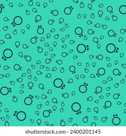 Icono del anillo de compromiso del diamante negro aislado patrón sin fisuras sobre fondo verde.  Vector