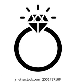 Black diamond engagement ring icon silhouette vector illustration design on white background.