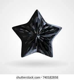 Black Diamond Five Pointed Star. Dark Brilliant five beam, ray star. Vector Triangular Template Object
