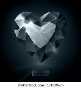 Black Diamond Heart Shape. RGB EPS 10 Vector Illustration