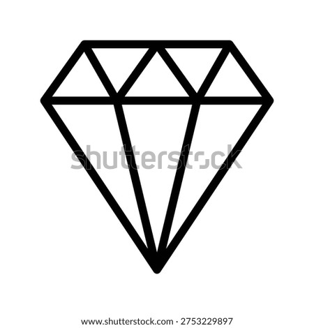 Black diamond icon with facets. Single Line Icon.
