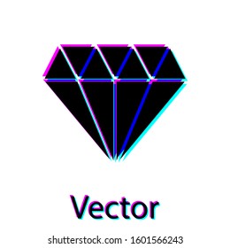 Black Diamond icon isolated on white background. Jewelry symbol. Gem stone.  Vector Illustration