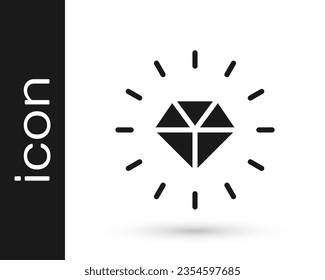 Icono de diamante negro aislado en fondo blanco. Símbolo de joyería. Gem stone.  Vector
