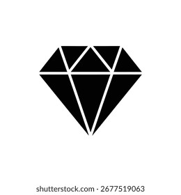 Icono de diamante negro aislado sobre fondo blanco Diseño de símbolo de piedras preciosas minimalista