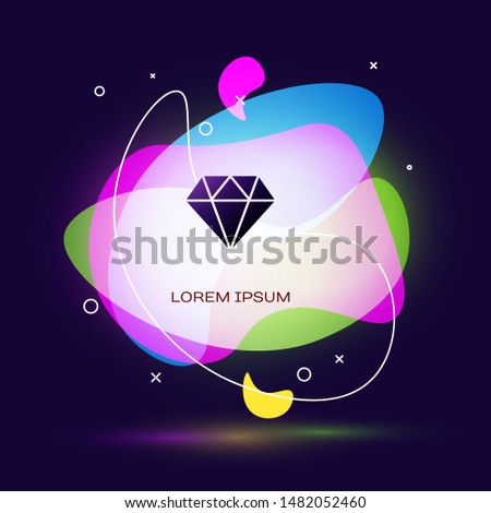 Black Diamond icon isolated on dark blue background. Jewelry symbol. Gem stone. Abstract banner with liquid shapes. Vector Illustration