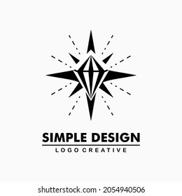 black diamond icon in star shining illustration. simple and creative logo. Abstract business logo icon design template