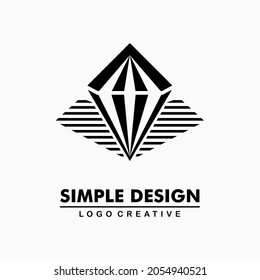 black diamond icon with striped shadow. simple and creative logo. Abstract business logo icon design template
