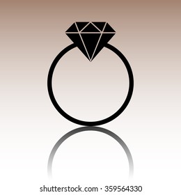 Black Diamond icon. Vector illustration with reflection
