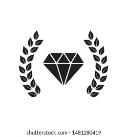 black diamond inside laurel wreath, vector
