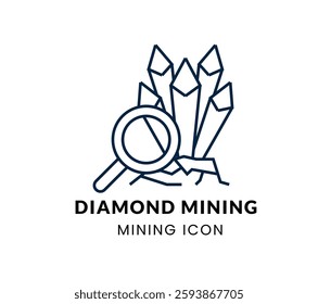Black Diamond line Icon Set . Vector Illustration