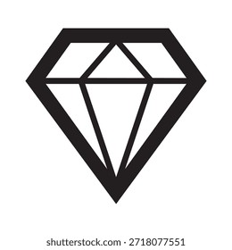 Icono plano de Vector de logotipo de línea de diamante negro