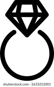 Black Diamond Ring Icon with Minimalist Design