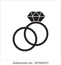 Black diamond ring icon vector isolated on white background.
