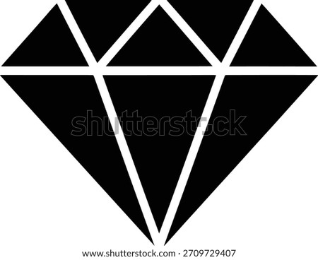 Black diamond shape graphic icon with geometric facets jewel gemstone