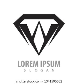 Black diamond shield concept design. Symbol graphic template element 