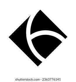 Ícono abstracto de cuadrado de diamante negro sobre fondo blanco