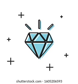 Black Diamond teeth icon isolated on white background.  Vector Illustration