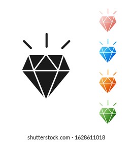 Black Diamond teeth icon isolated on white background. Set icons colorful. Vector Illustration