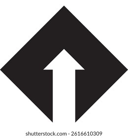 A black diamond with white arrow vector logo