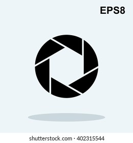 Black diaphragm icon or aperture symbol. Flat Vector illustration isolated on white