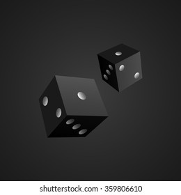 Black dice. Cubes. Vector illustration.